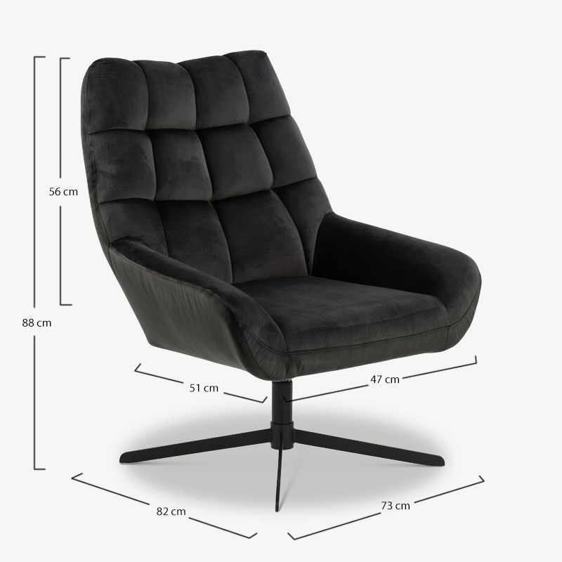 Elira Luxe Black Velvet Accent Chair