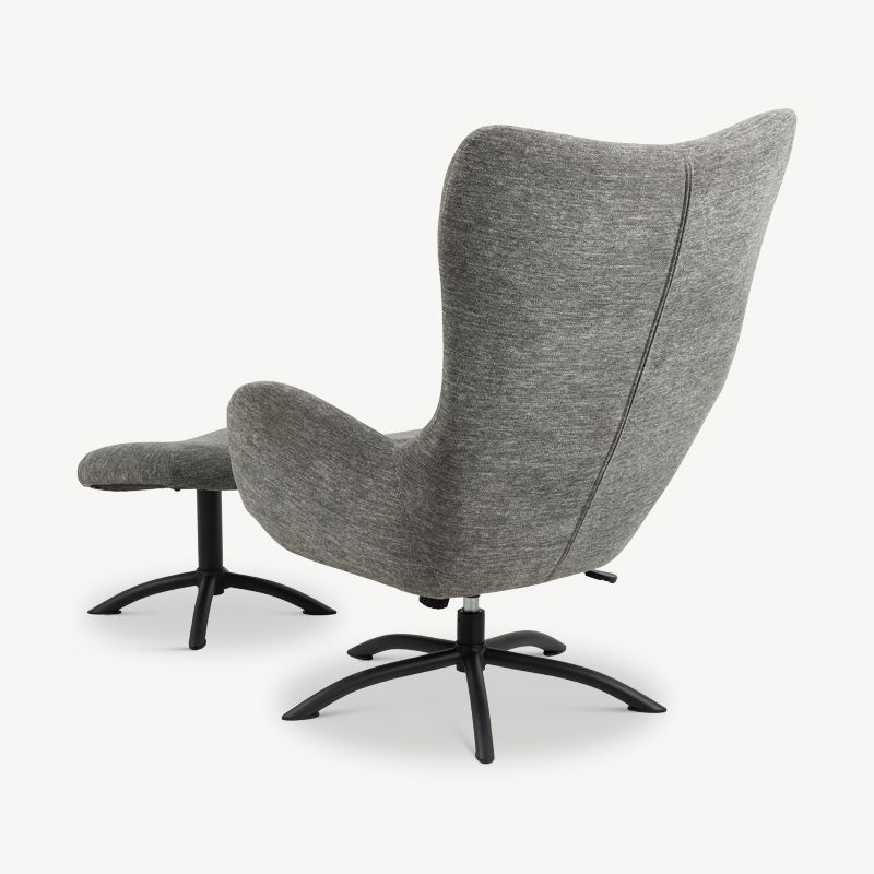 Grey Serenity Upholstered Lounge Chair with Ottoman