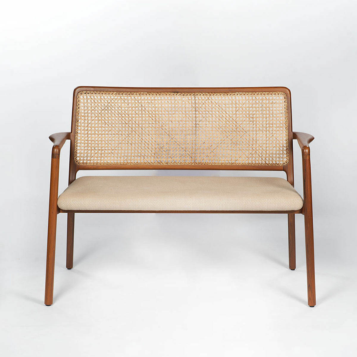 Teakwood Cane Accent Bench