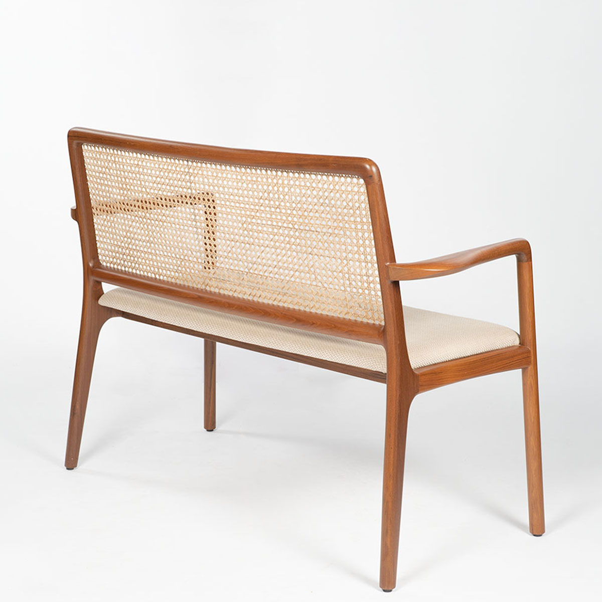 Teakwood Cane Accent Bench