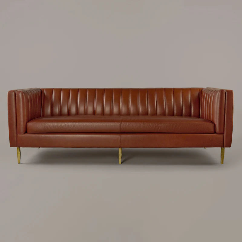 Brand New Linea Cognac Leather Three-Seater Sofa
