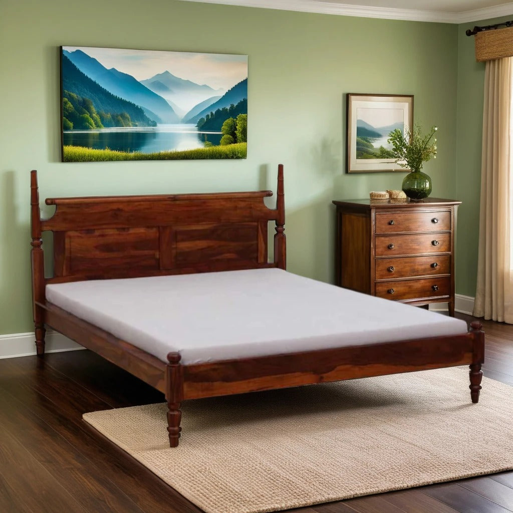 Regal Sheesham Bed in Honey Oak Finish