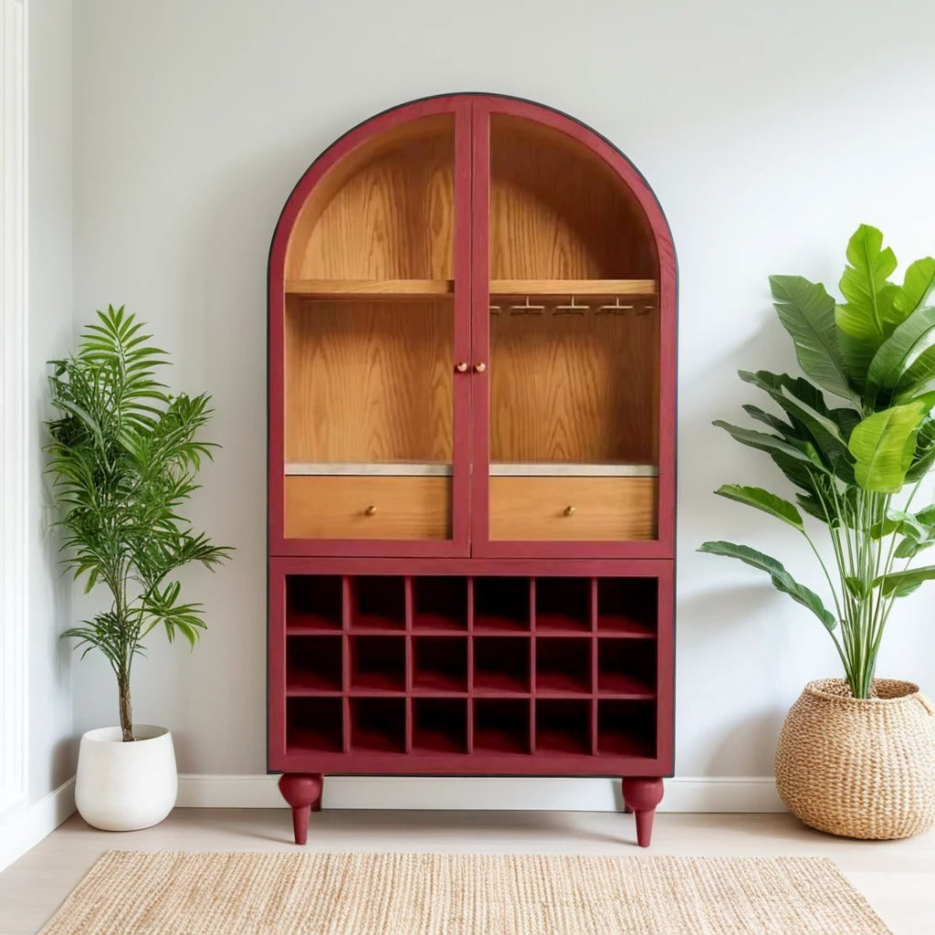 Rustic Charm Solid Wood Bar Cabinet