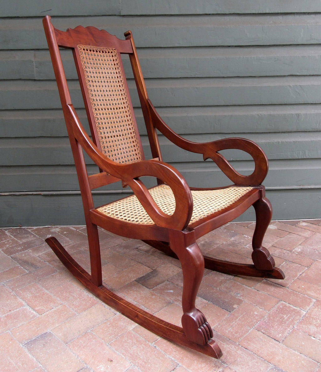 Mahogany Bliss Cane Rocking Chair