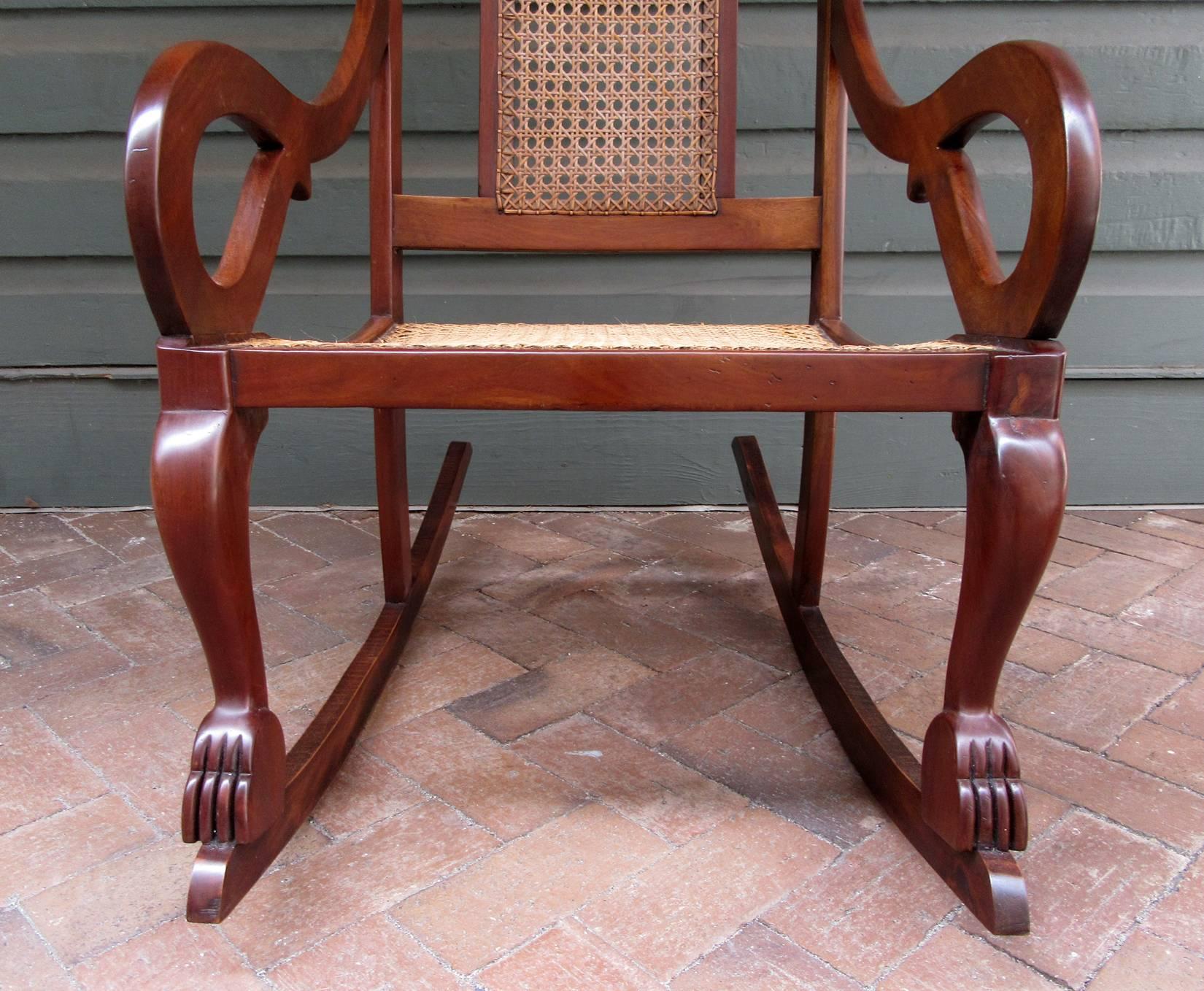 Mahogany Bliss Cane Rocking Chair