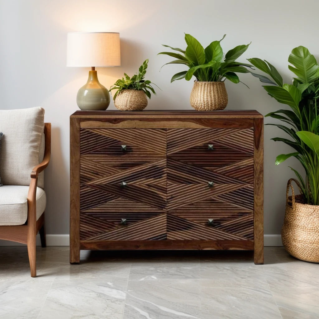 Rustic Allure Sheesham Wood Chest of Drawers