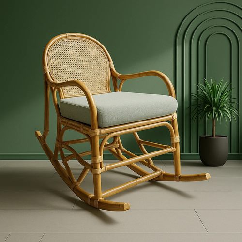 Classic Rocking Chair in Natural Rattan for Indoor & Outdoor