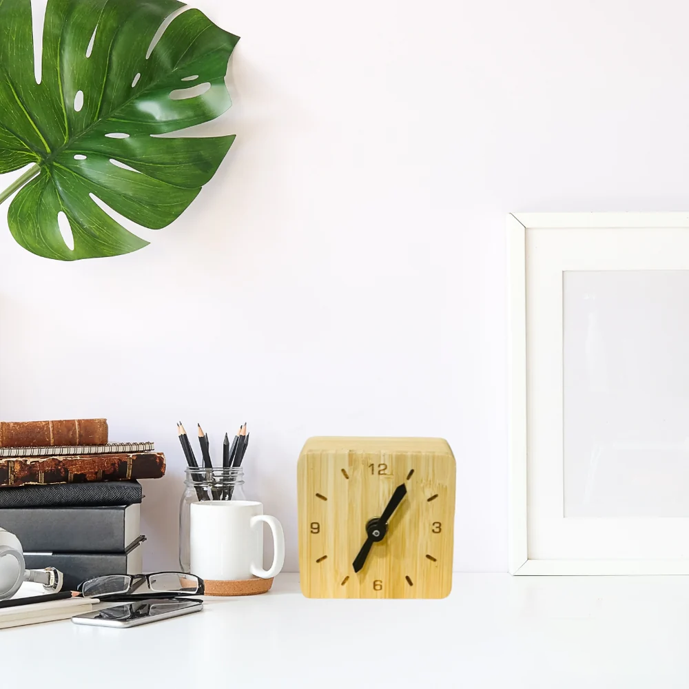 Table Clock Bamboo Desk Timepiece | Minimalist Decor