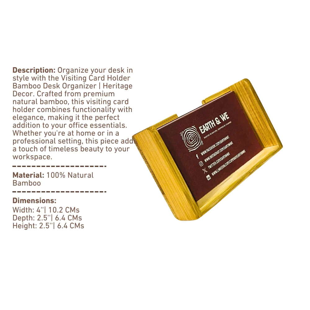 Visiting Card Holder Bamboo Desk Organizer | Heritage Decor