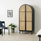 Victorian Rattan Wardrobe In Black