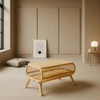 Center Table with Chic Rattan Weaving for Indoor Spaces