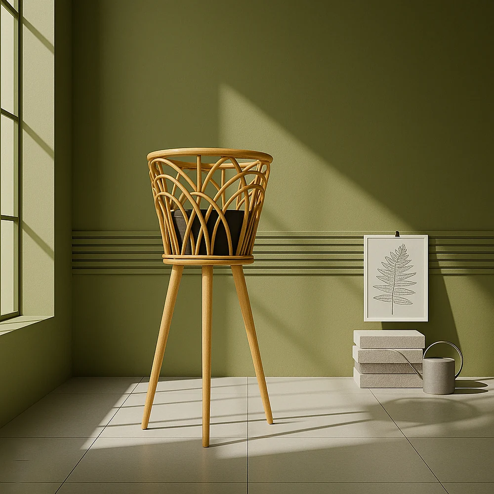 Rattan Plant Stand Trio with Tripod Legs for Decor
