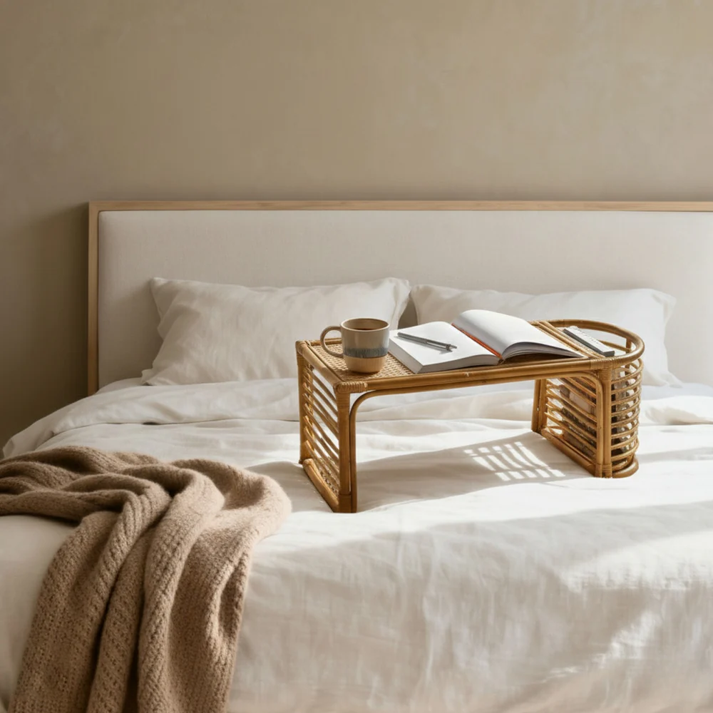 Bed Study Table with Blissful Rattan Design