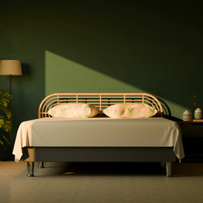 MoonLit Rattan Headboard - Arched Sunburst Cane