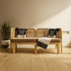 Three Seater Sofa with Whimsy Rattan Design