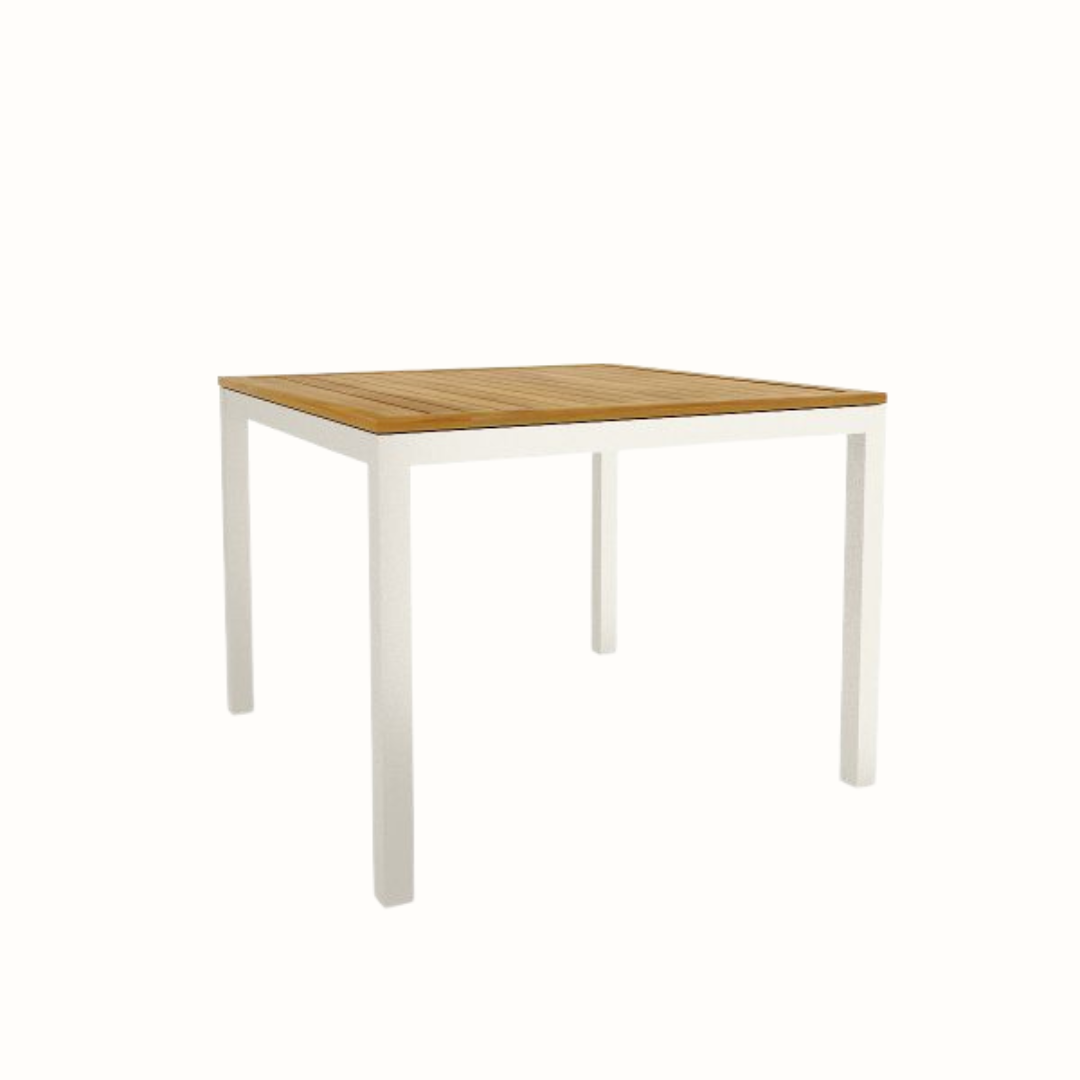 Teak-top dining table