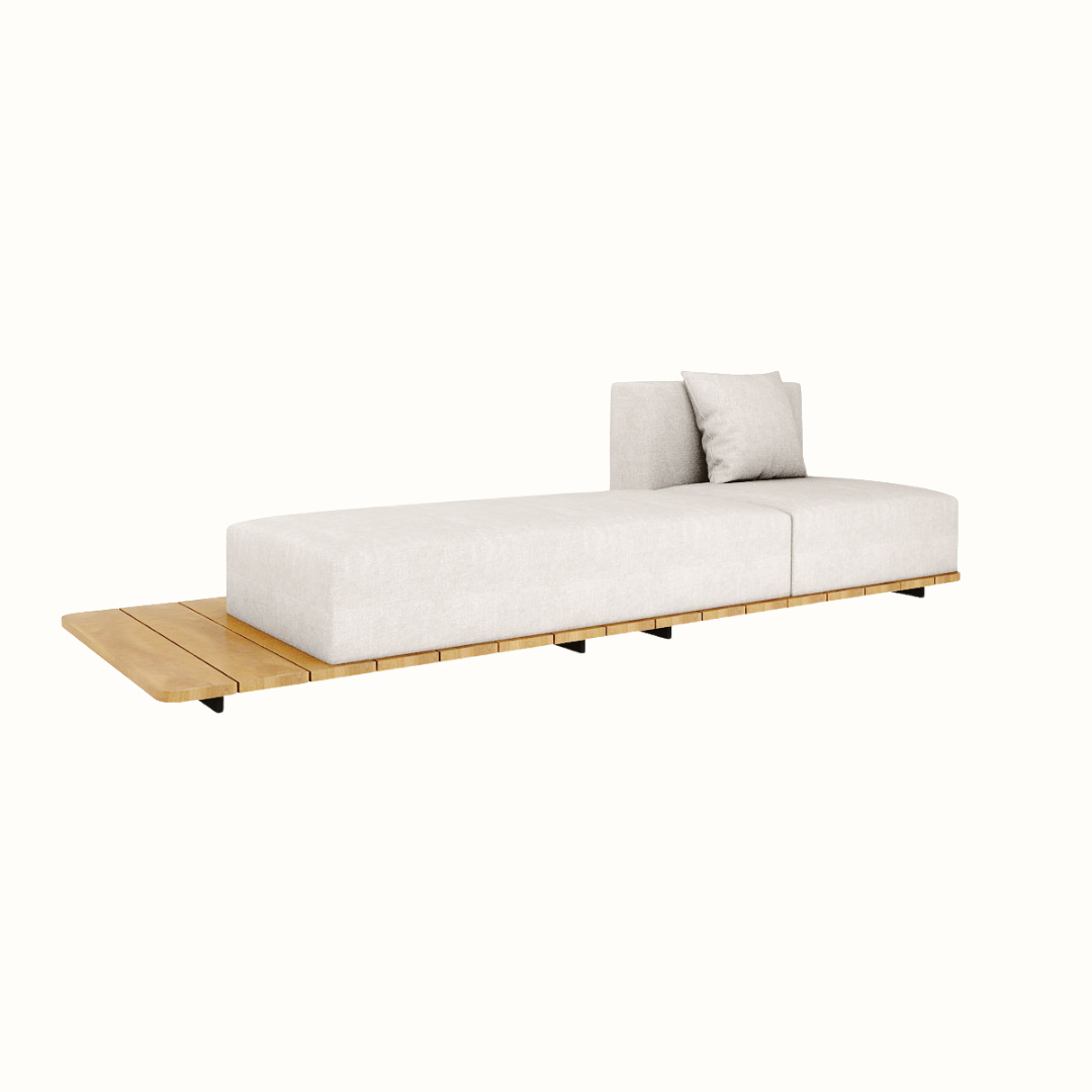 Left-Back Single Seat Sofa with Double Seat and Cushion