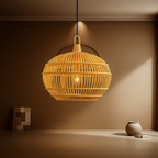 Cane Hanging Lamp with Orb Cane Design