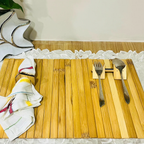 Table Mat Set with Foldable Bamboo Luxe Design (Pack of 2)