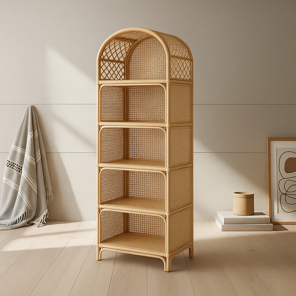 Storage Rack with Weave Wonder Natural Rattan Shelves