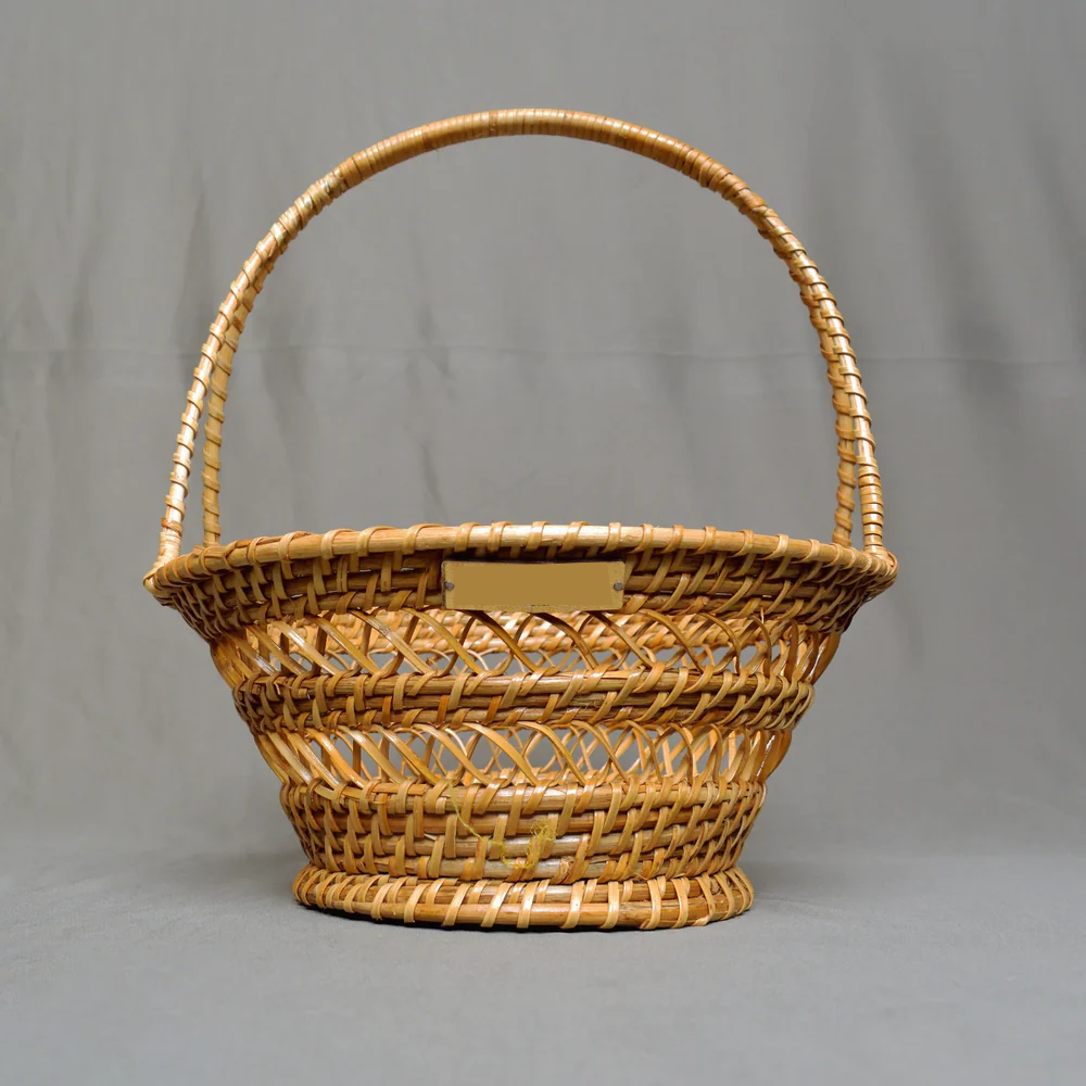 Rooted Bloom - Curved Handle Rattan Basket