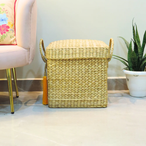 Laundry Basket with Lid | LuxeBox Kauna Grass Storage