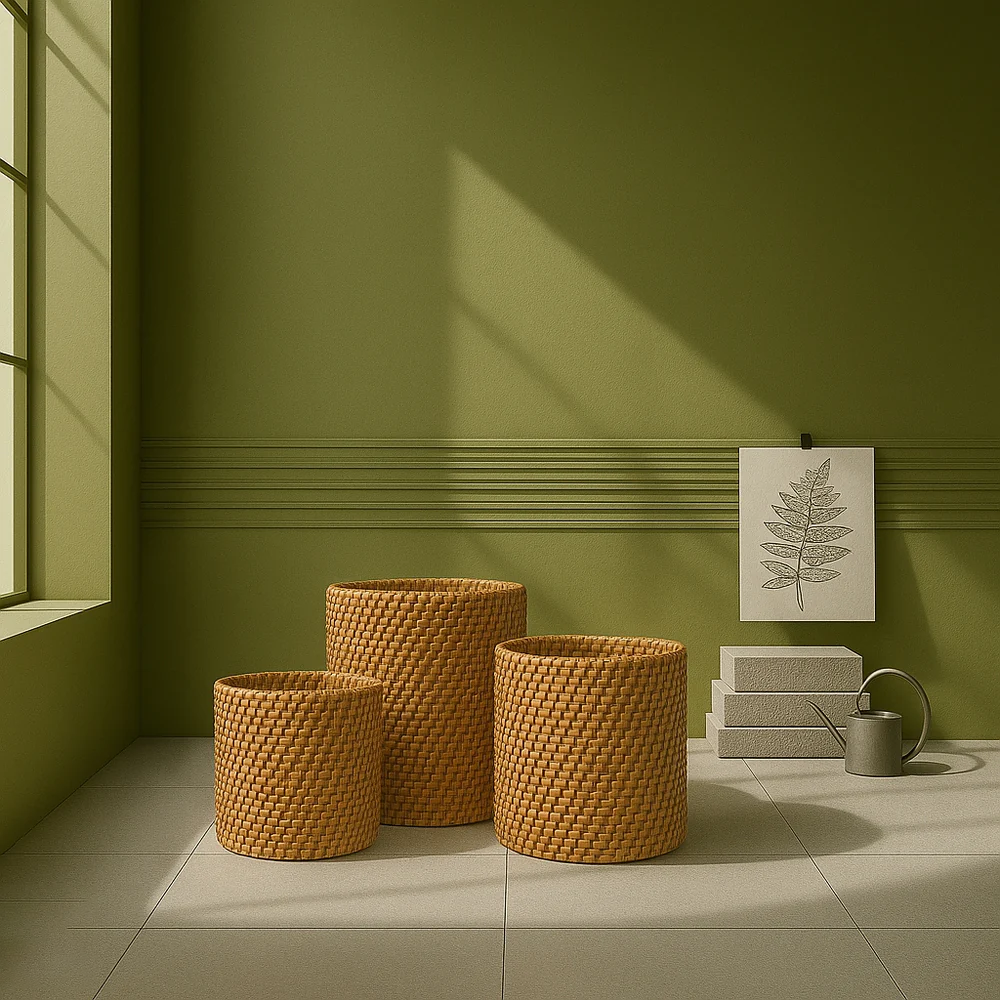 Cane Rambler Planter Set with Three Sizes for Decor