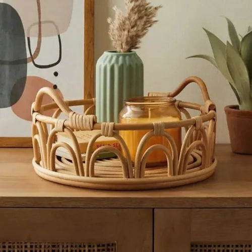 Multipurpose Tray | Vineyard Vigor with Rattan Handles