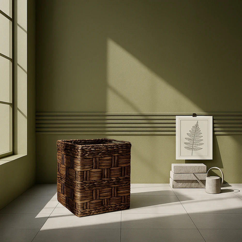 Planter with Woven Water Hyacinth and Steel Frame