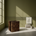 Planter with Woven Water Hyacinth and Steel Frame