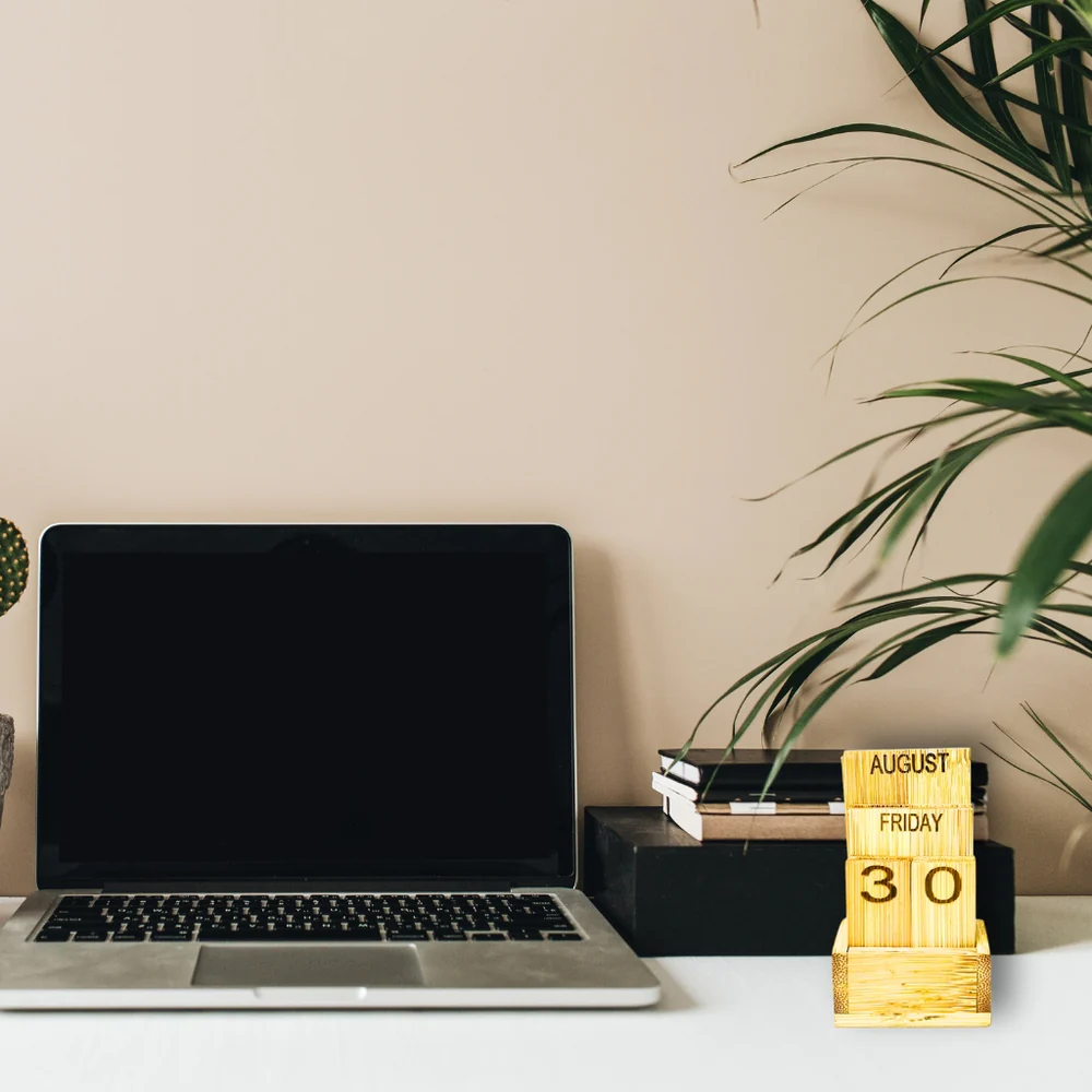 Table Calendar Bamboo Desk Organizer | Timeless Eco Decor