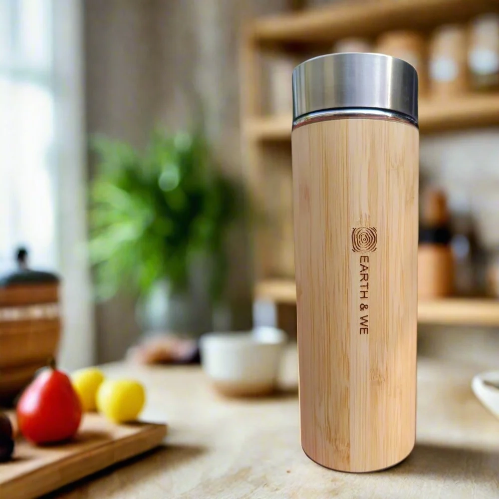 Bamboo Bottle with Stainless Steel Filter and Interior | EcoSip Tumbler