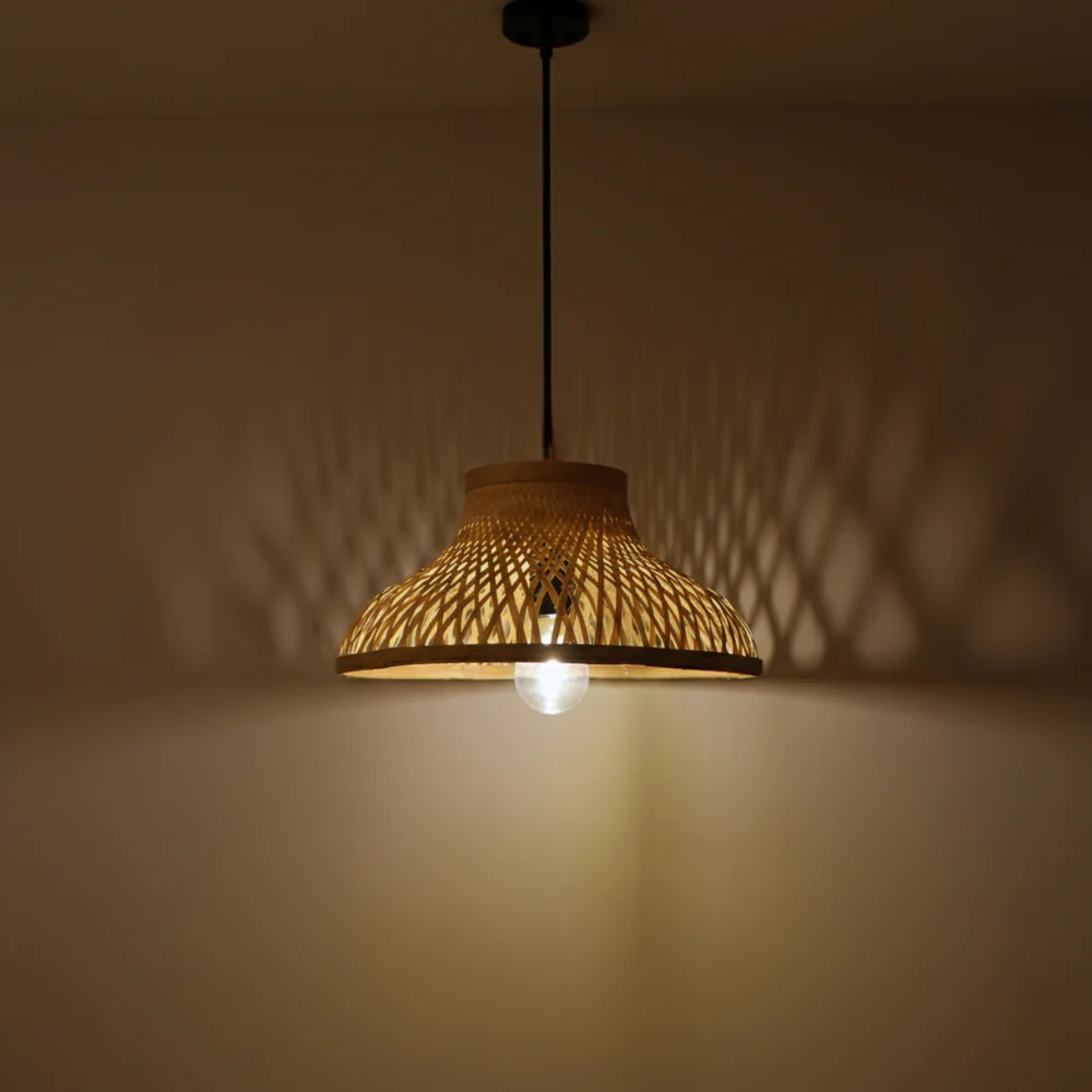EcoLoom Bamboo Hanging Lamp - Flared Lattice Pendant