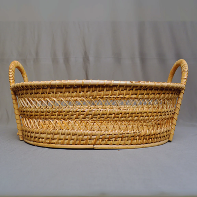 Drift Stash - Oval Rattan Basket with Dual Loop Handles