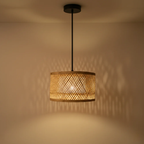 Minimal Nest Bamboo Hanging Lamp - Diamond Lattice Drum