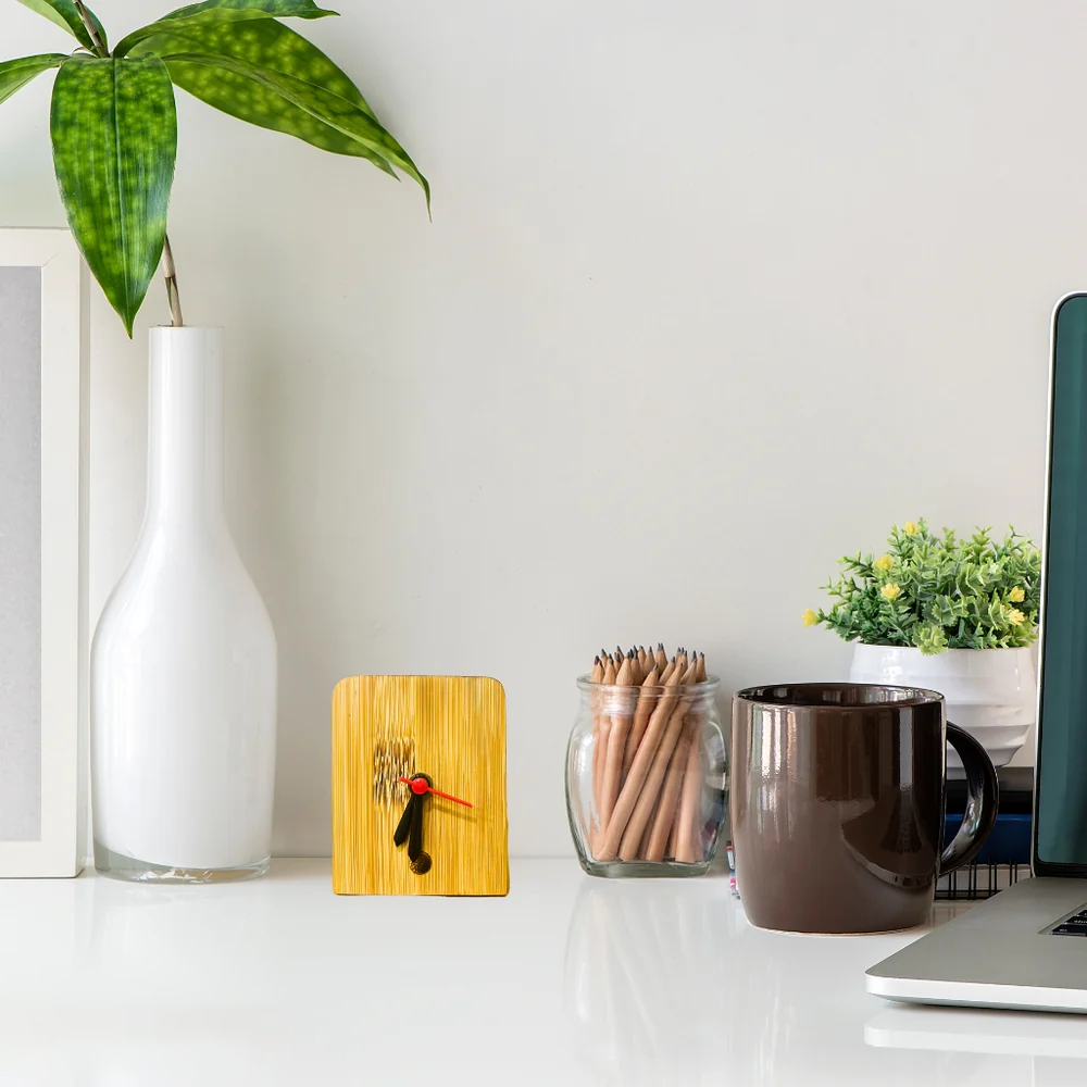 Table Clock Bamboo Desk Timekeeper | Minimalist Decor