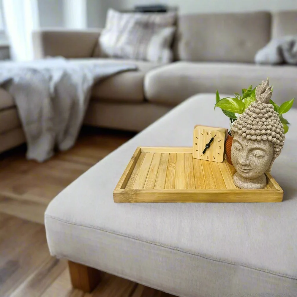 Serving Tray with Handles | Tranquil Bamboo Organizer & Decor Classic