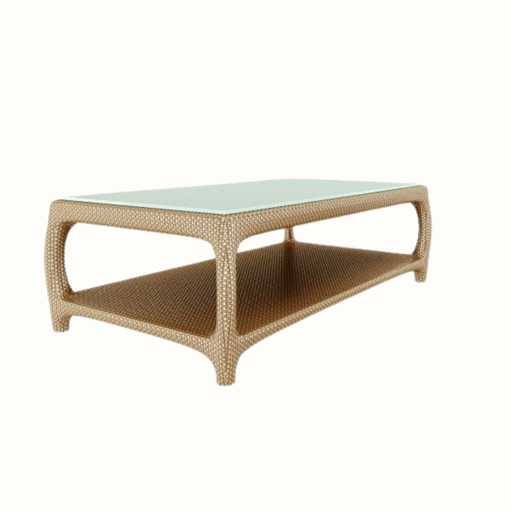 Rectangular glass-top coffee table 135x70 cm