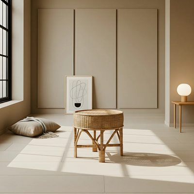 Coffee Table with Handwoven Rattan Top - Weavewood Edition