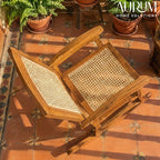 Rocking Teak Wood and Wicker Armchair