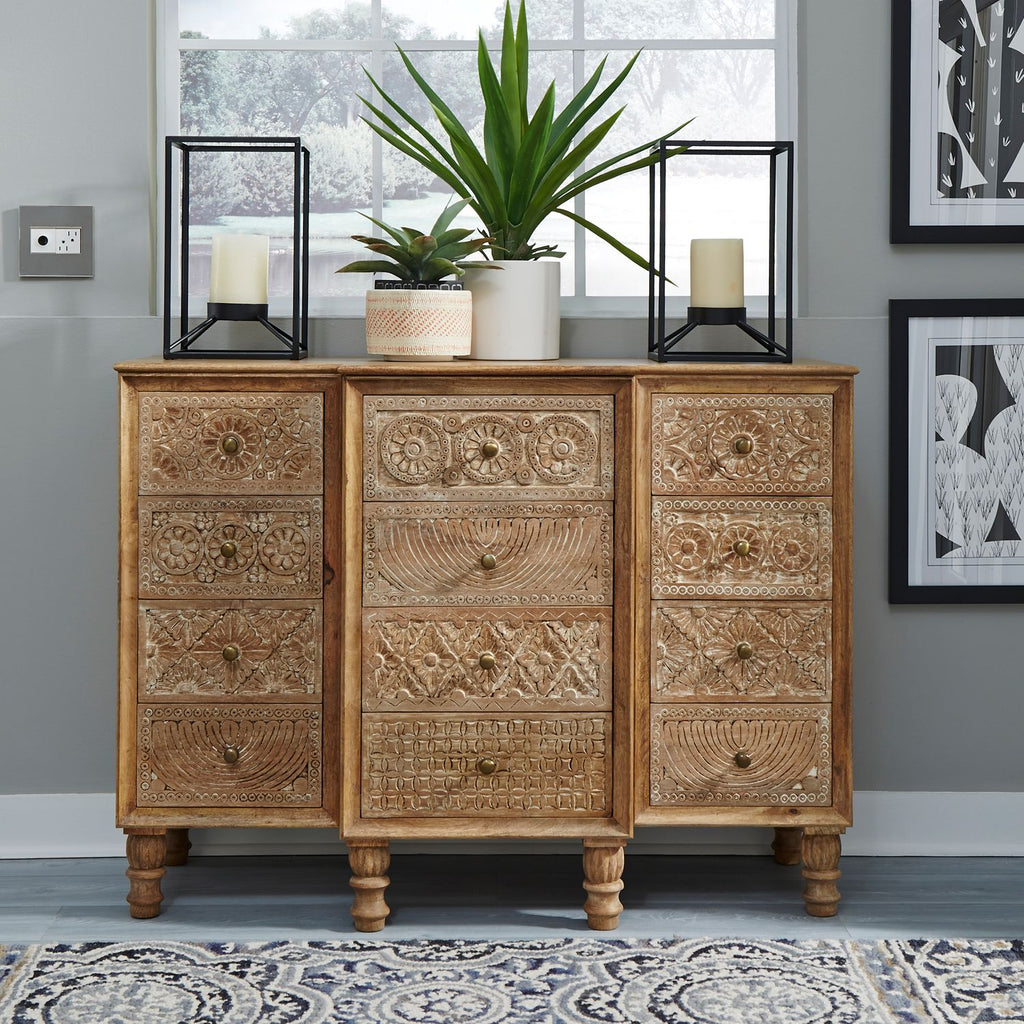Montrose Accent Cabinet with 12 Drawers in a Weathered Honey Finish