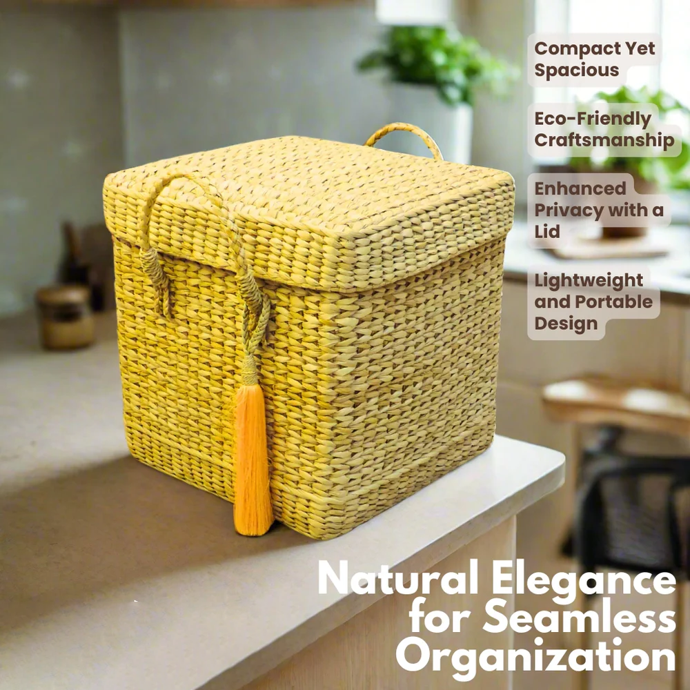 Laundry Basket with Lid | LuxeBox Kauna Grass Storage