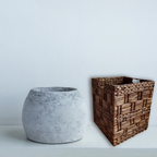 Planter with Woven Water Hyacinth and Steel Frame