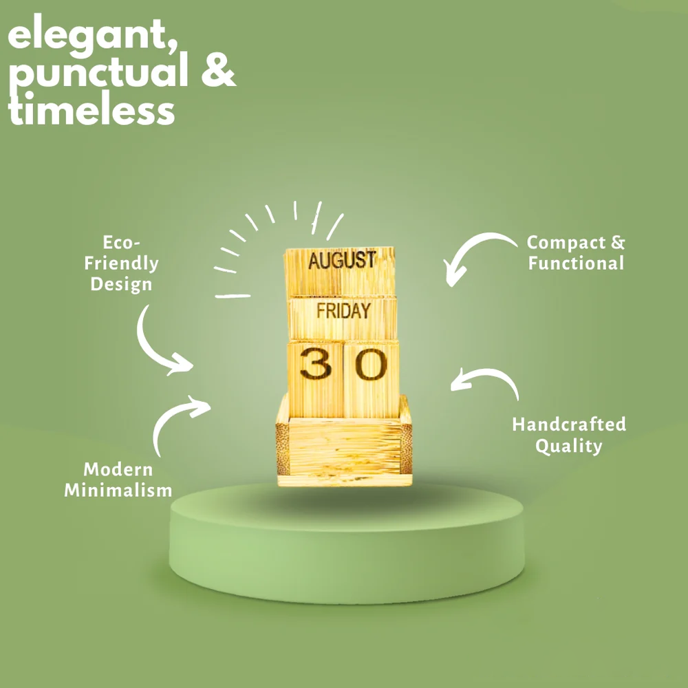 Table Calendar Bamboo Desk Organizer | Timeless Eco Decor