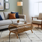 Center Table with Chic Rattan Weaving for Indoor Spaces