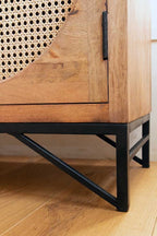 Handcrafted Cane Two-Door wooden Cabinet