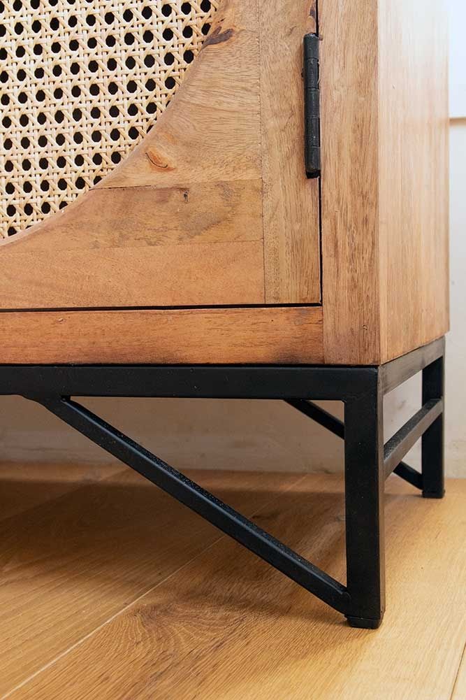 Handcrafted Cane Two-Door wooden Cabinet