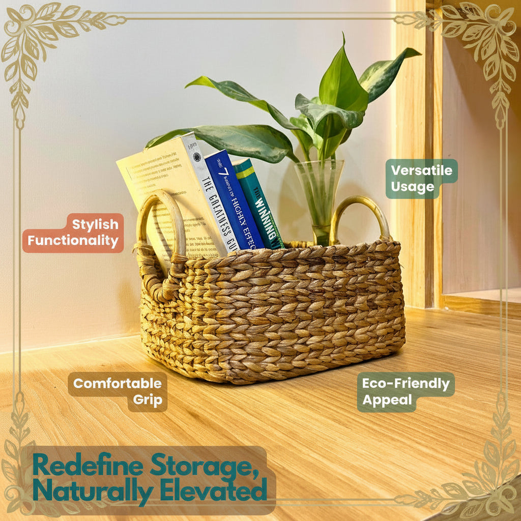 Organizer with Water Hyacinth | Rattanest Handle Storage Box