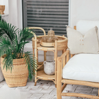 Bar Cart with Rattan Shelves | Roadster Round Design