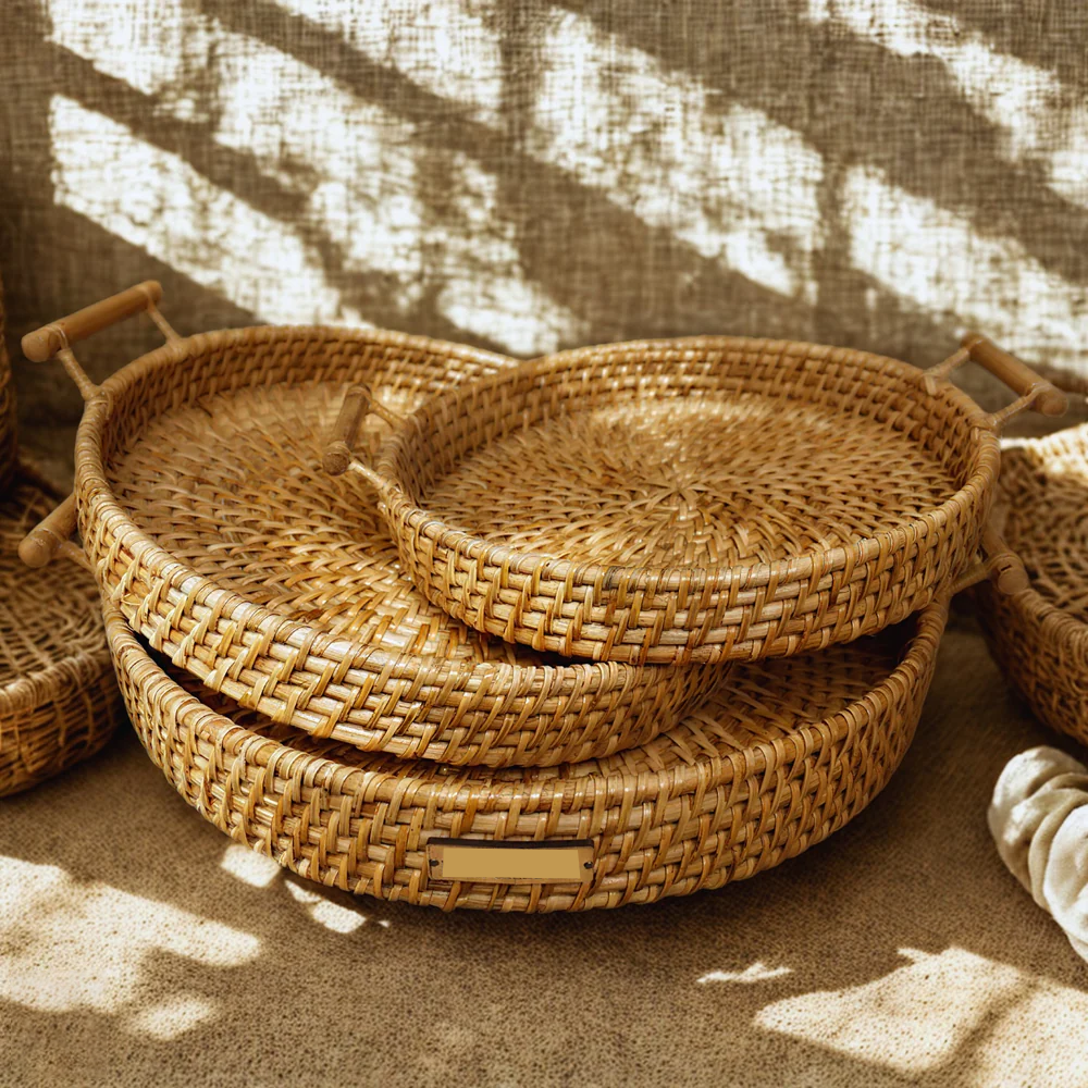 Earth Nest - Eco Nesting Rattan Trays for Modern Indian Homes (Set of 3)